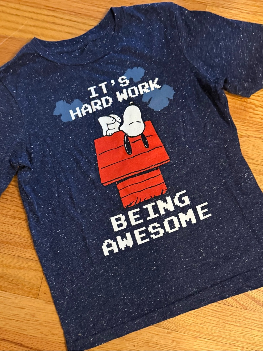 Peanuts Navy Tee with Red Doghouse & White Snoopy Graphic